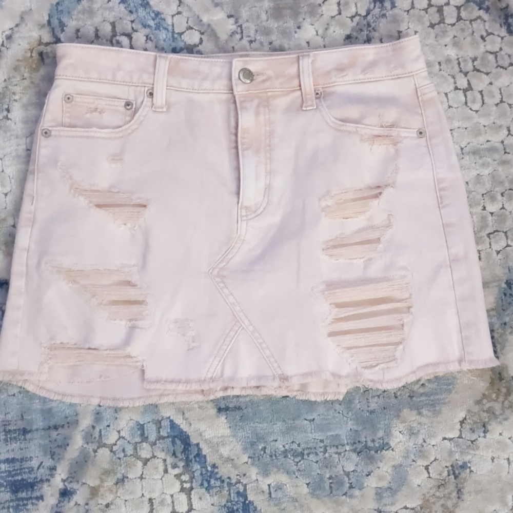 Pink Denim Skirt